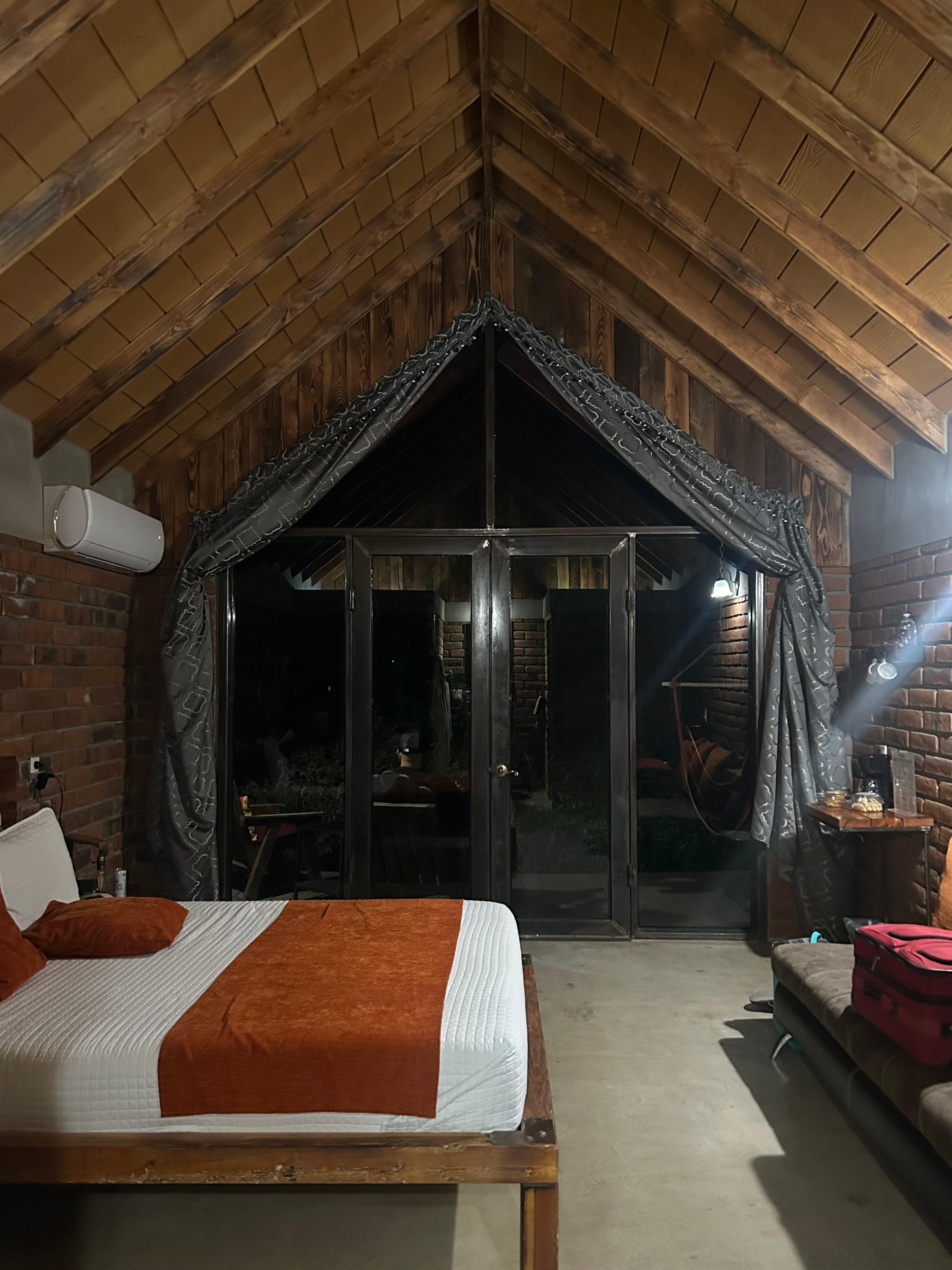 Our cabin facing looking in towards the vines.