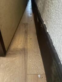 A roach ran behind the dresser, this is what is under there. Filthy.