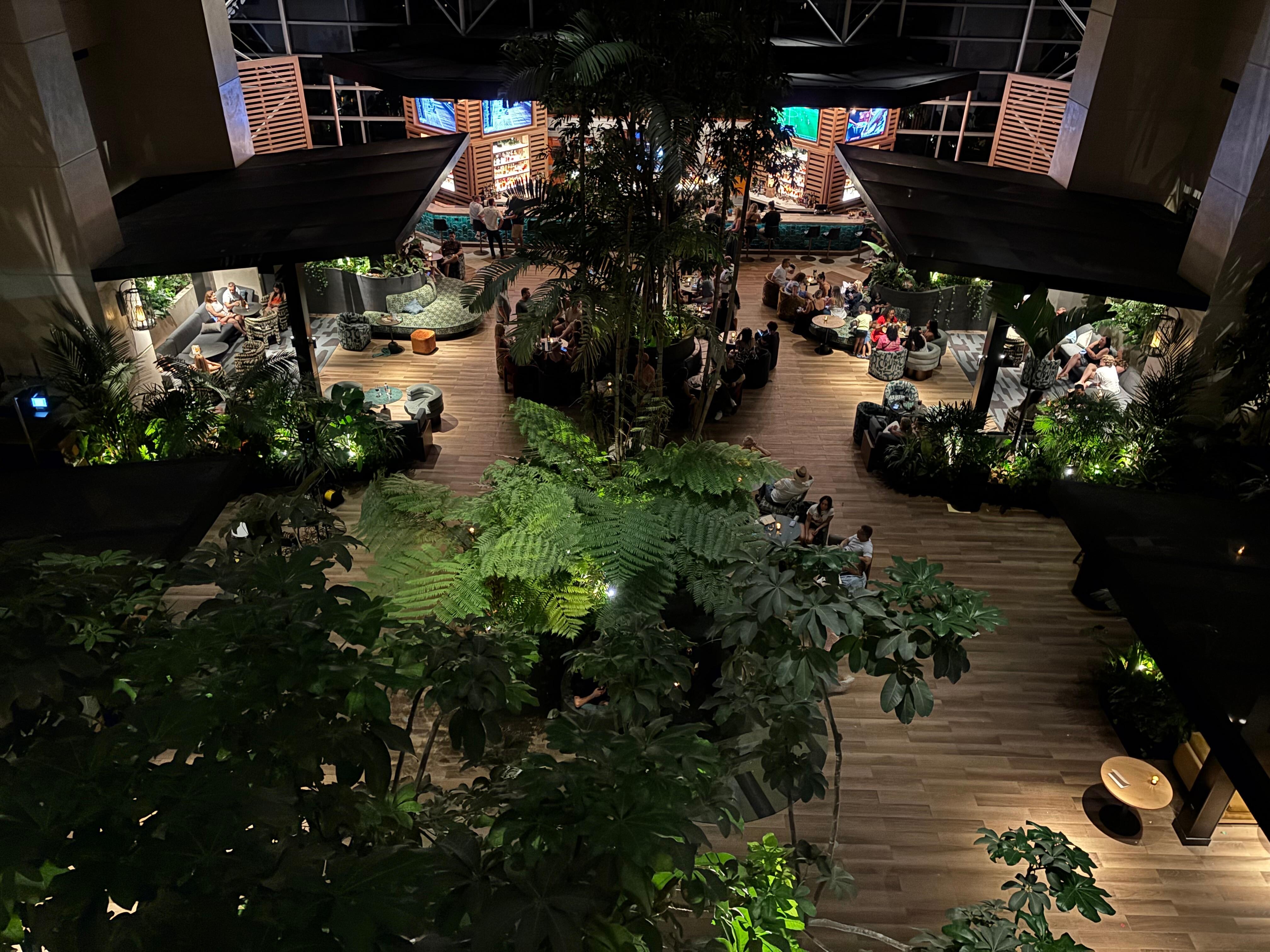 Night view from balcony above foyer!