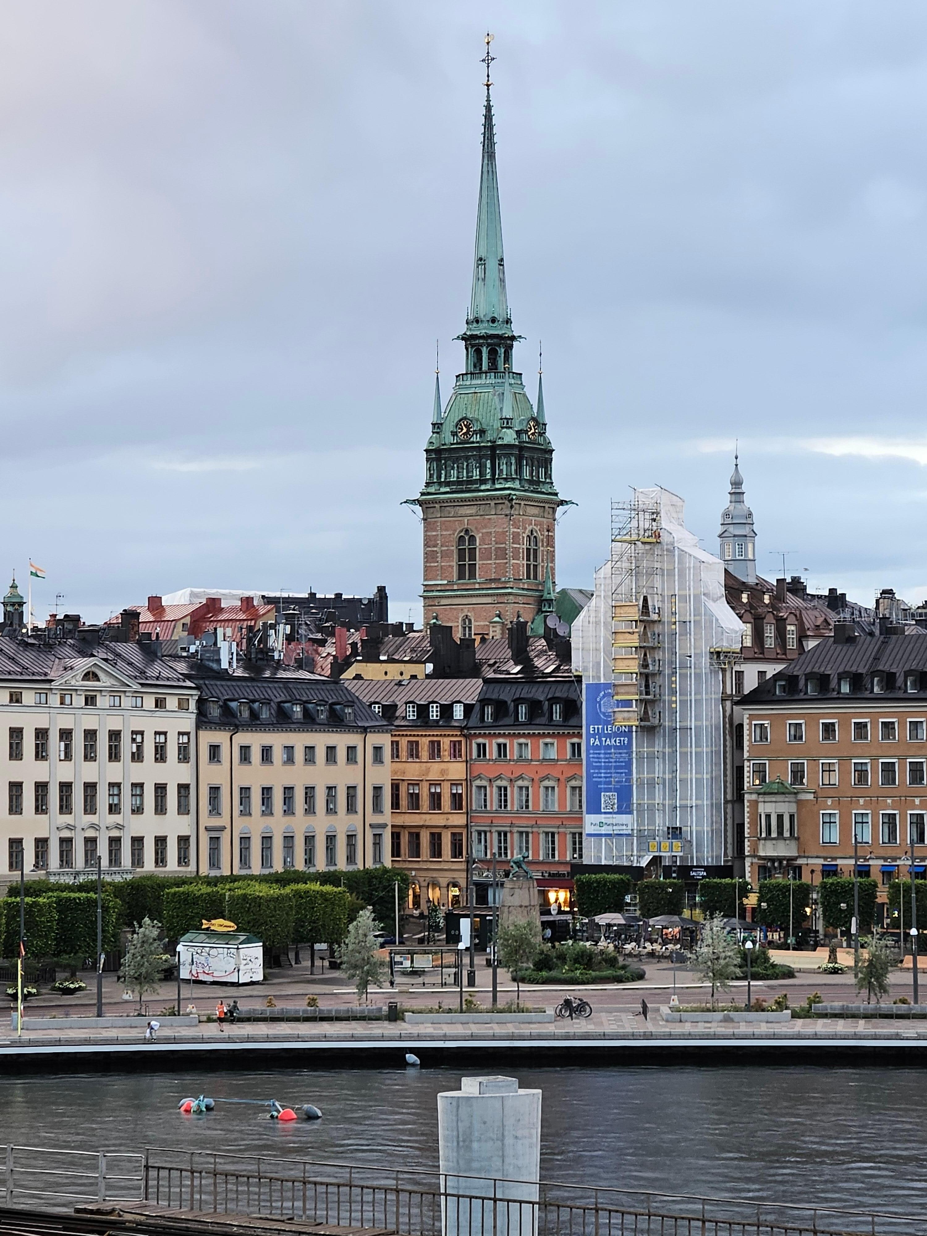 View of Stockholm plaza across from Hilton hotel