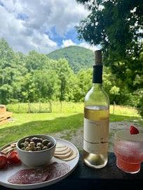 Drinks and snack on the porch with the beautiful views
