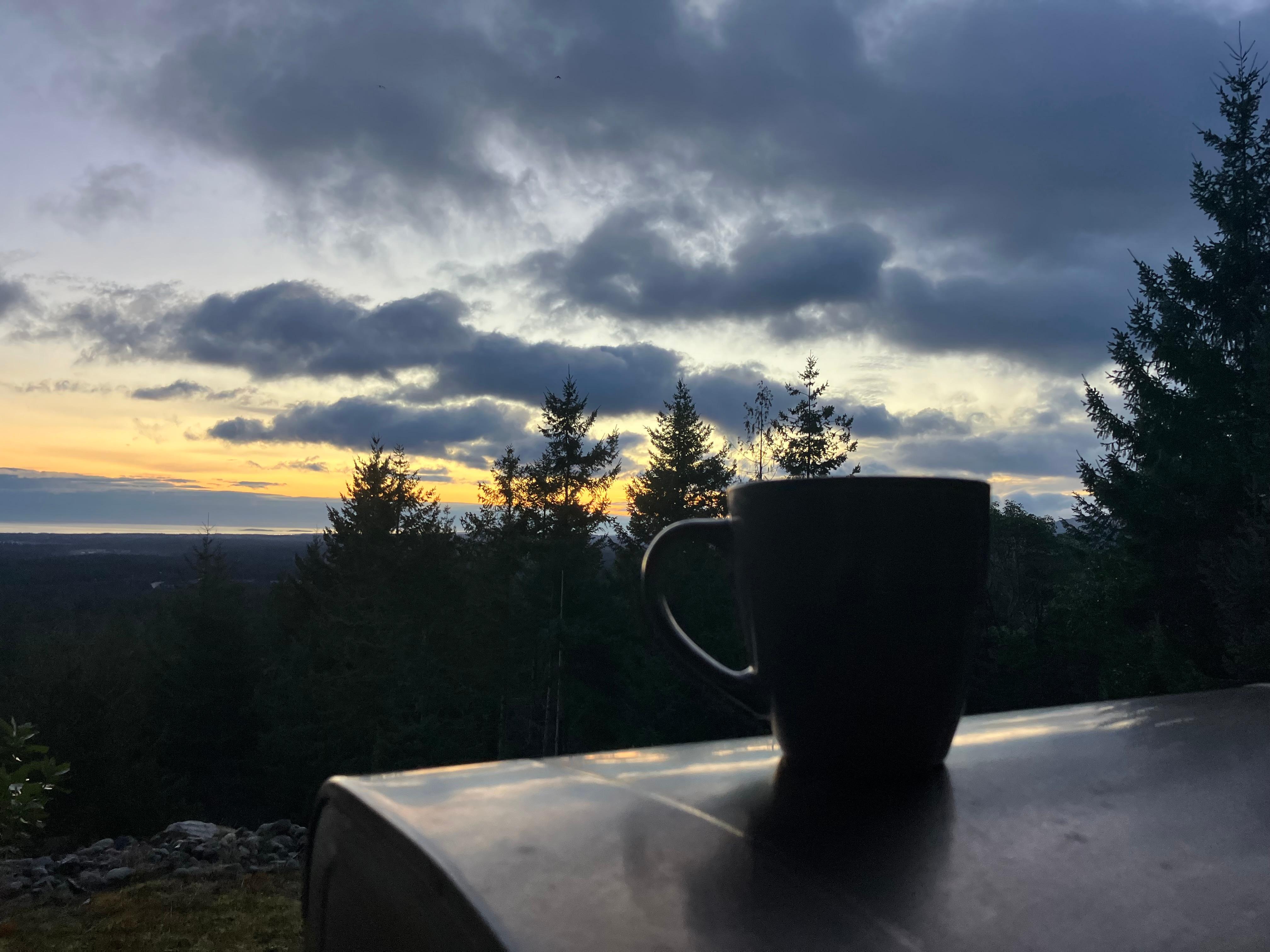 Amazing sunrise on the side of a mountain.