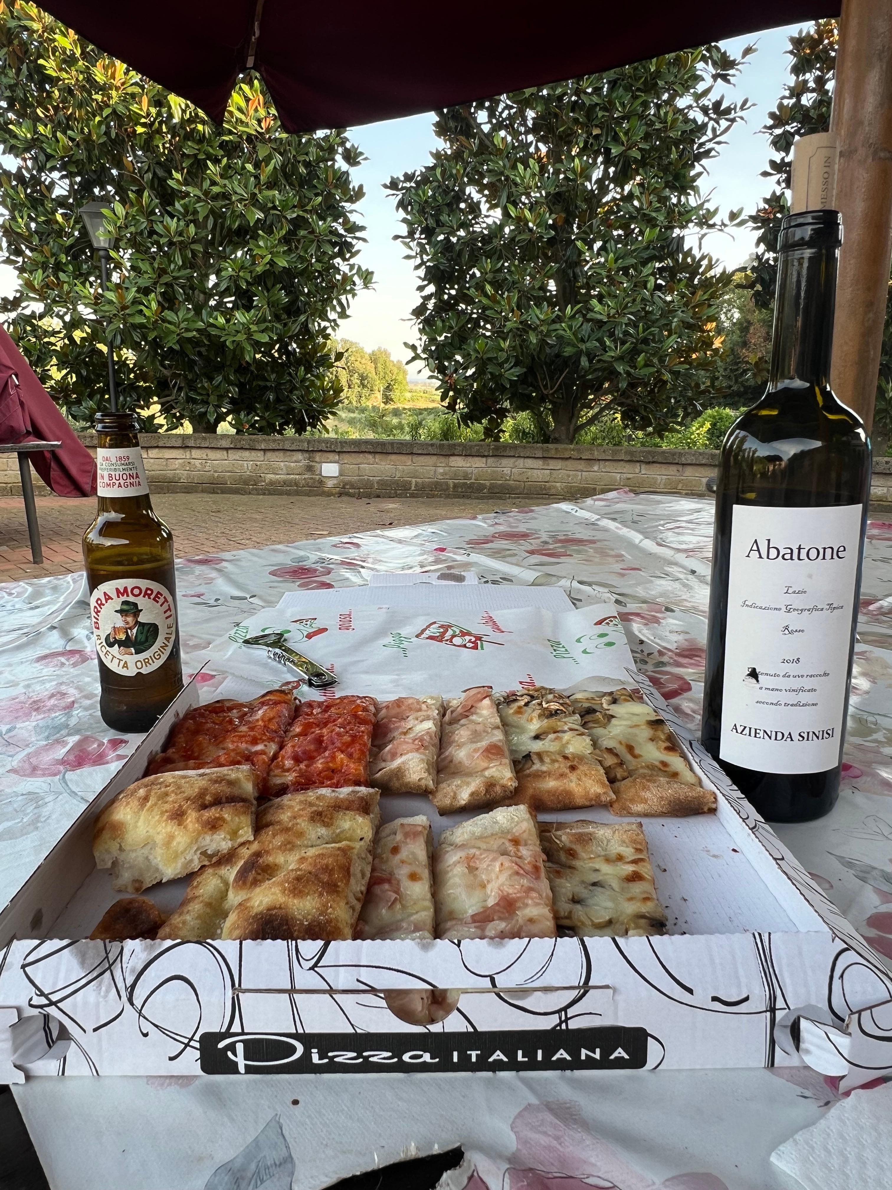 Wine and Pizza on the patio