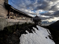 The lodge on top is home to Seven Glaciers
