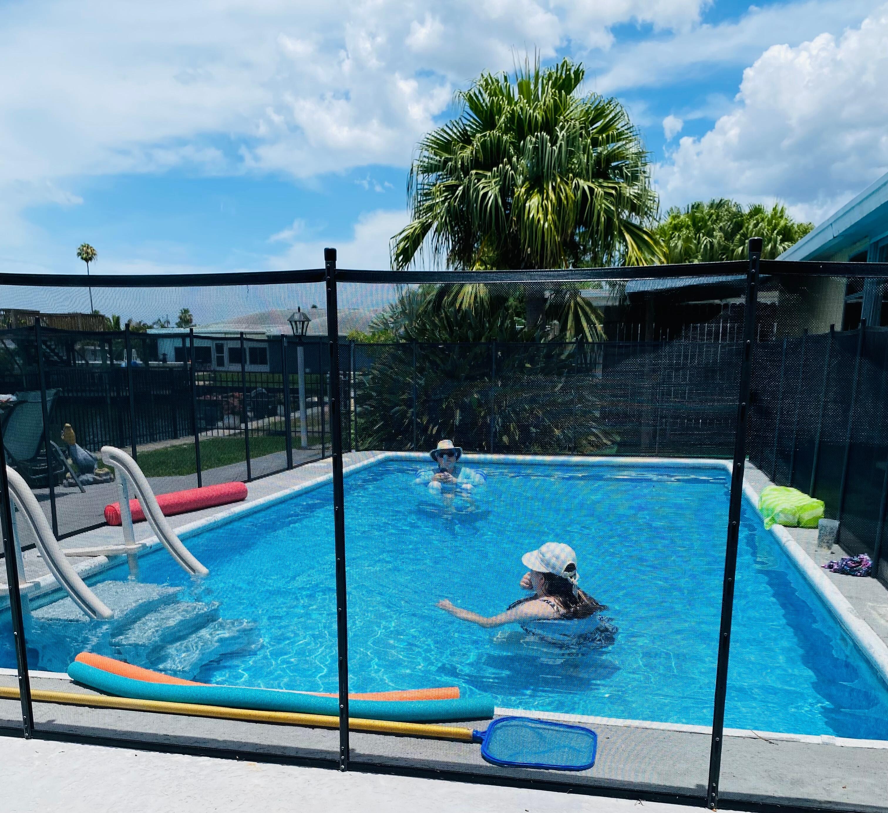 Family time in the pool