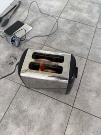 This was obviously not the first time this toaster was an issue. Couldn't get any plugs on the counter to work, so we had to put it on the floor.