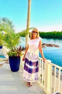 My sister on the patio