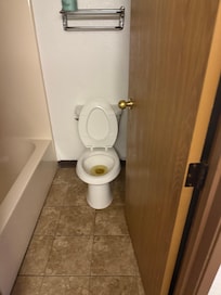 Couldn’t flush toilet cause it was thought to be one of source of the leak.