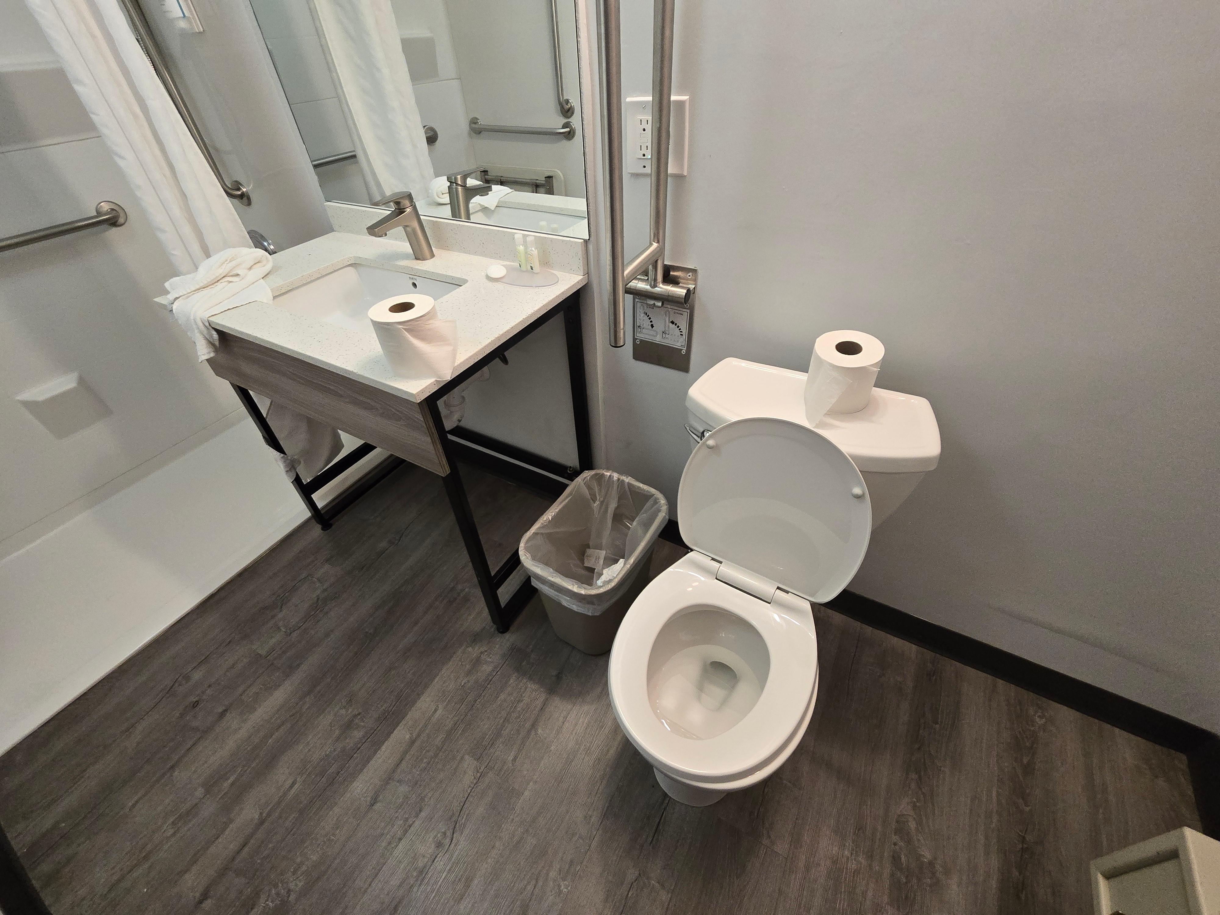 No toilet paper holder.