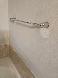 The walls look horrible, and the patch job was not repainted.