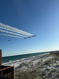 The Blue Angels greeted us on our first trip out on the beach!
