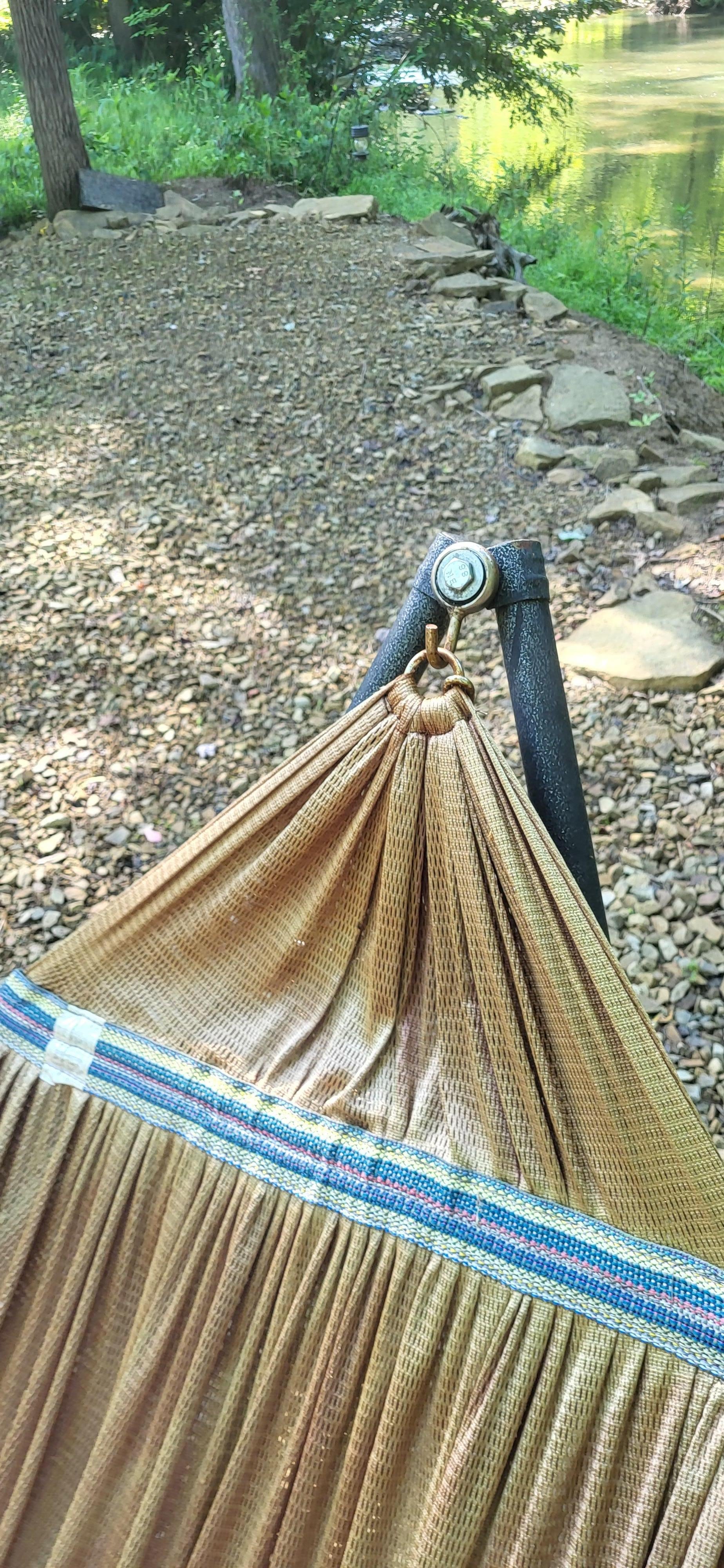 Moldy smelly rusted hammock 