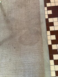 aperçu d'un morceau du tapis très taché...