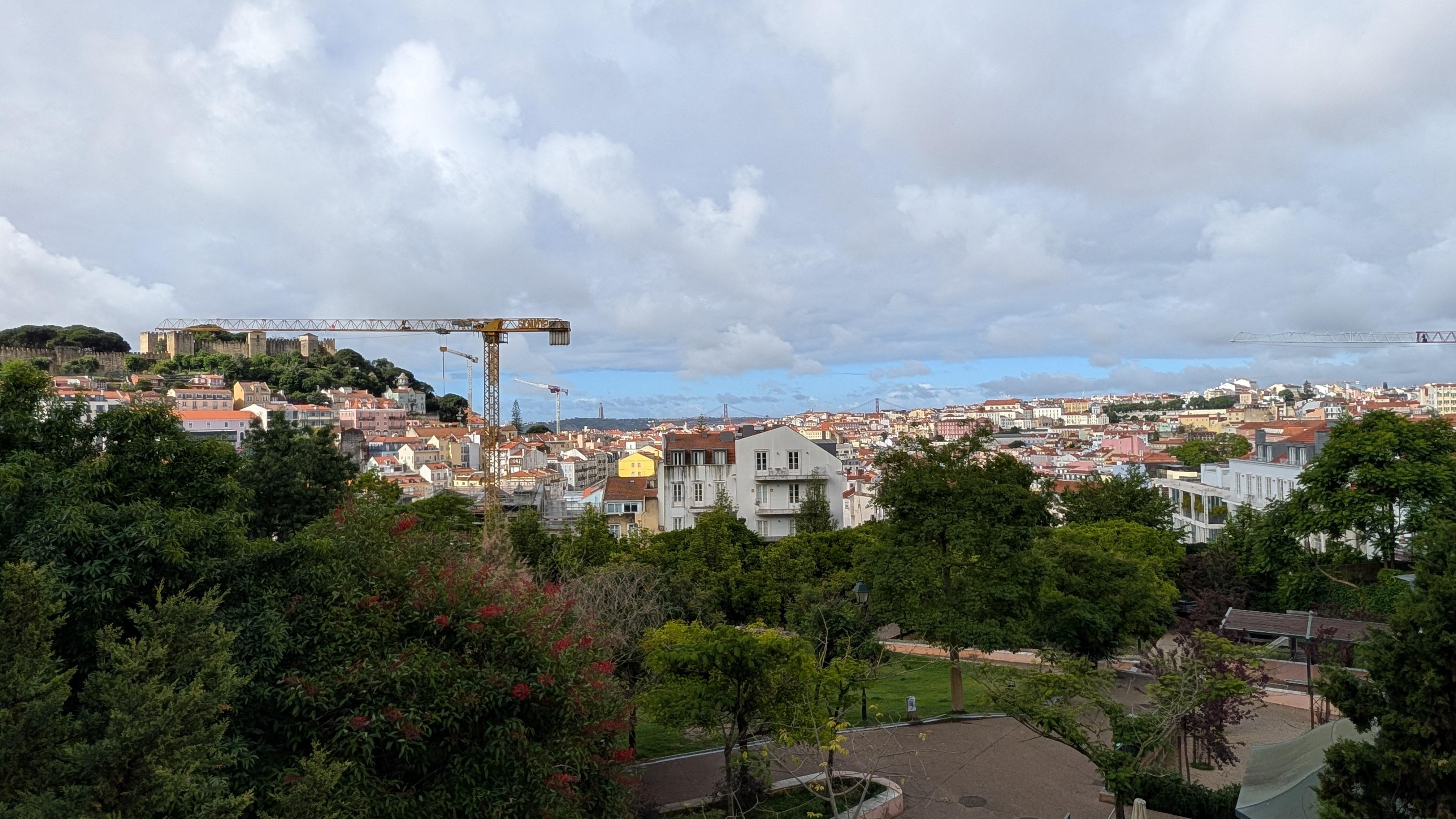 This was taken 'uphill' from the property.  The white building in the middle is the place.  GREAT view, GREAT access to the city.  