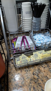 This is the “breakfast “ they’re telling us about on the hotels app. Not acceptable. Deceiving. At least just say snacks available.