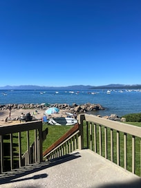 From the stairs that lead down to the beach.