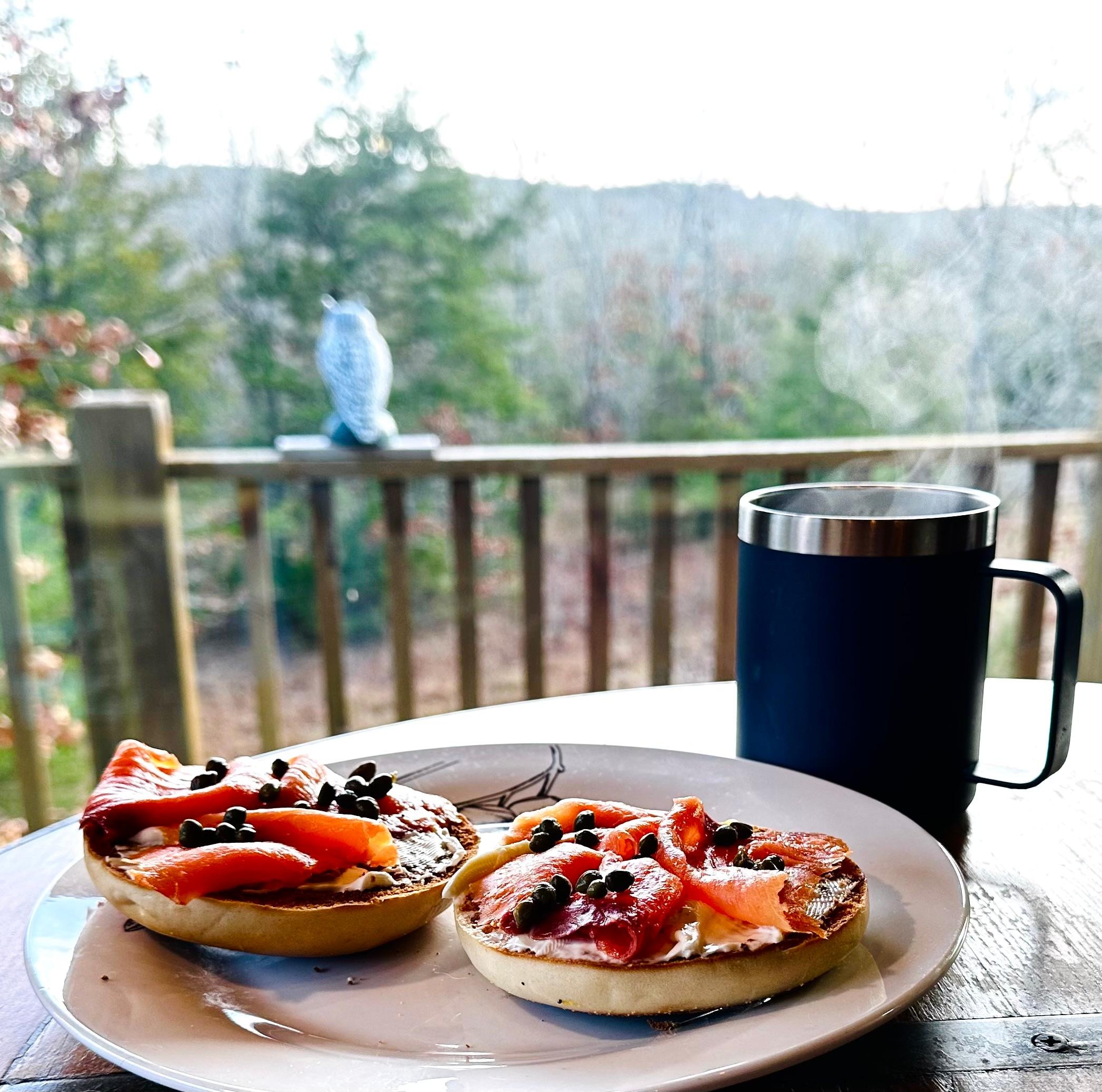 Breakfast with a view (coffee maker brews both pots of coffee and kcups)