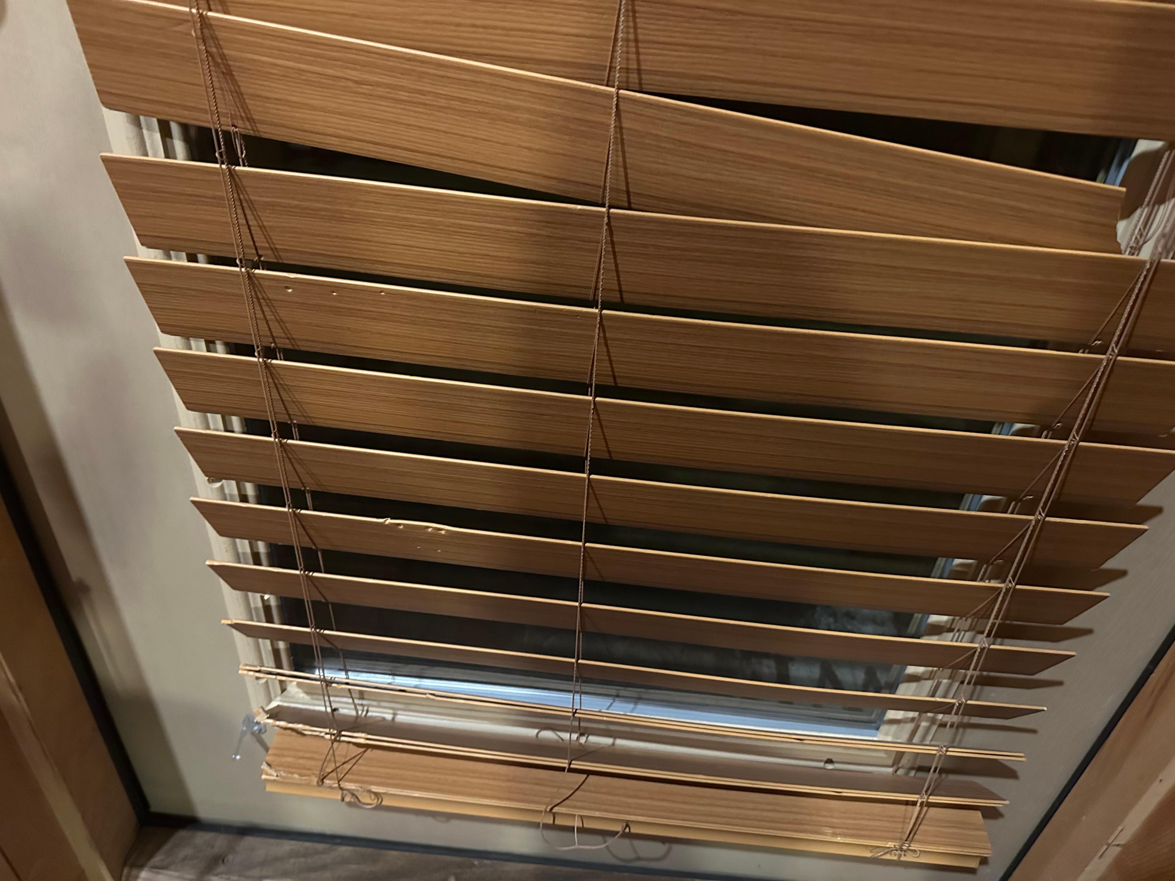 Blinds damaged from previous dogs. Several places in the cabin had this. 