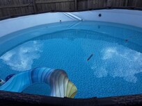 pool not maintained and unusable with mildew toy