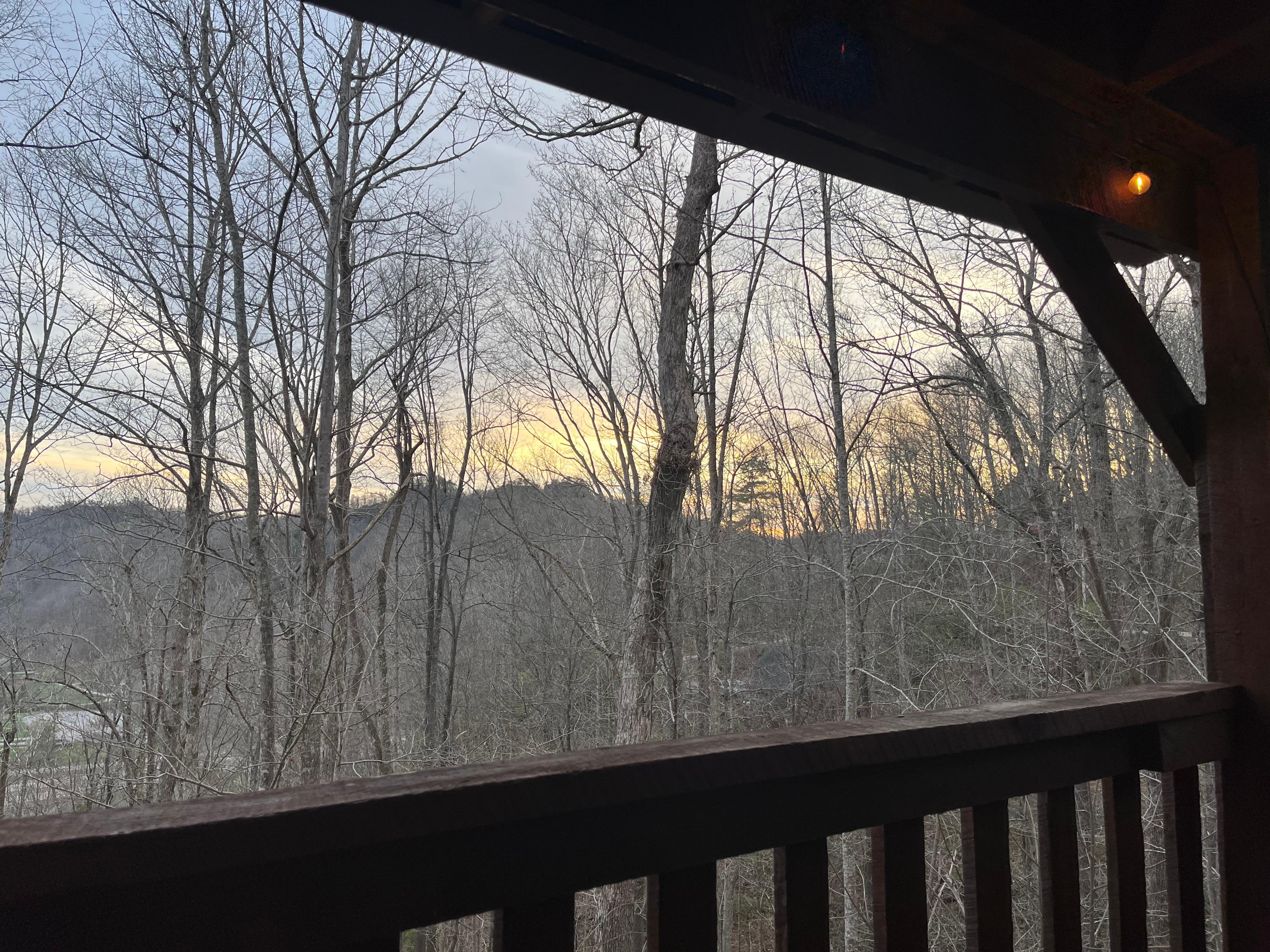 View from the back deck. Enjoyed happy hour here!  The place is on a hill overlooking the visitor center so some road noise but not bad. We appreciated the location and views! 