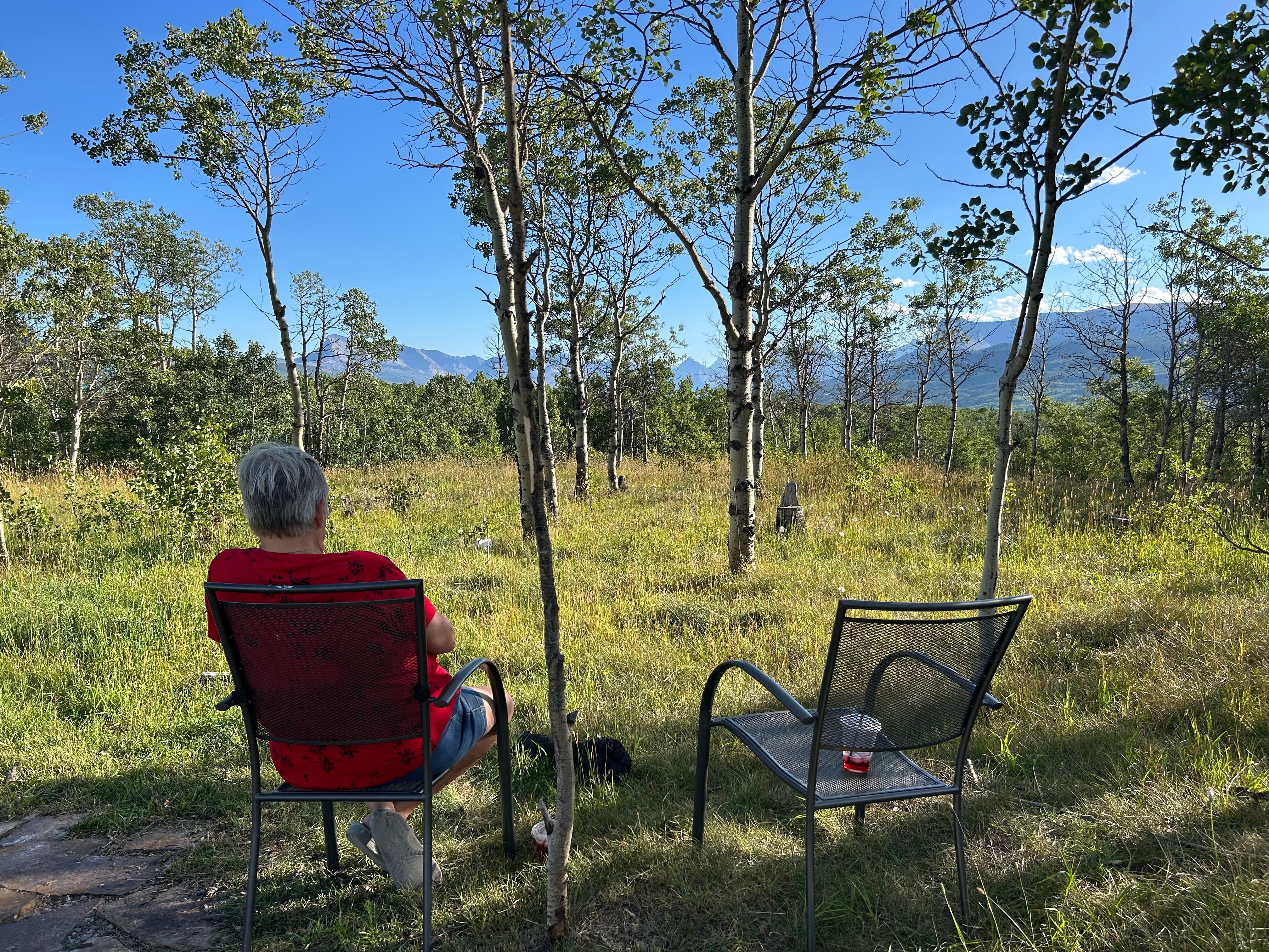 Chilling outside the camper.