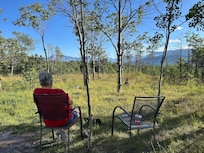 Chilling outside the camper.