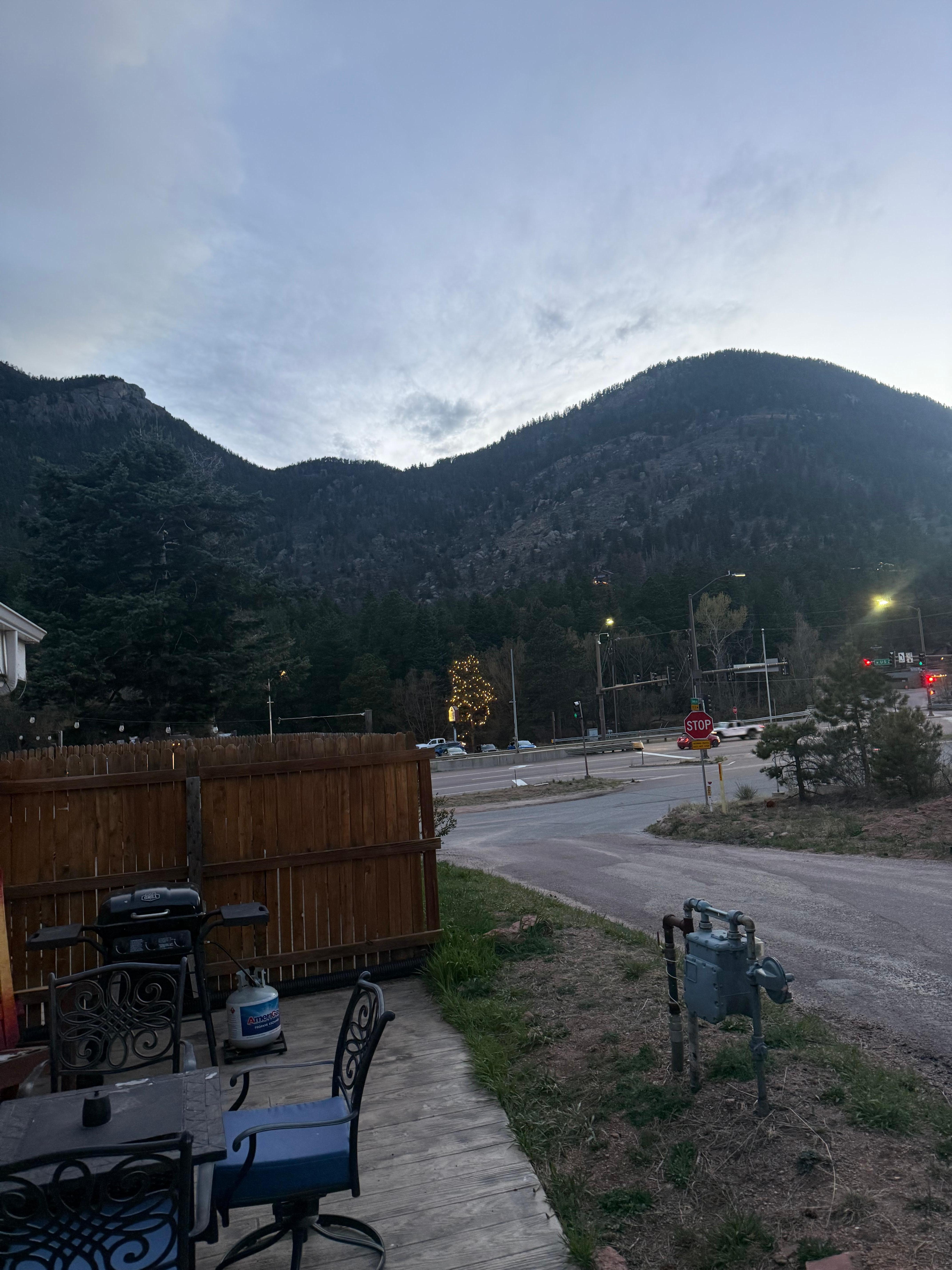 The mountains are so close. The restaurant across the hwy is an exceptional place to dine.