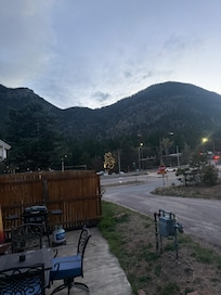 The mountains are so close. The restaurant across the hwy is an exceptional place to dine.