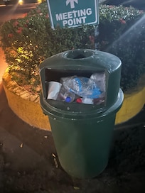 Overflowing trash an