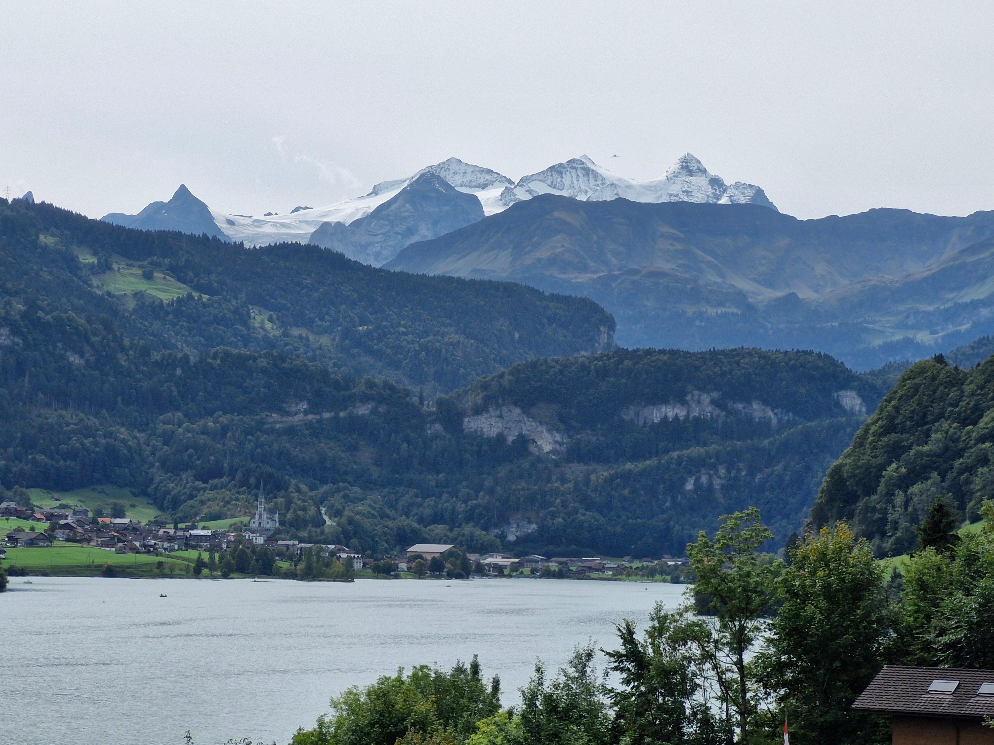 The Jungfrau trilogy, as seen from the northern end of Lungernsee