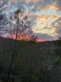 Sunset off the cabin back porch