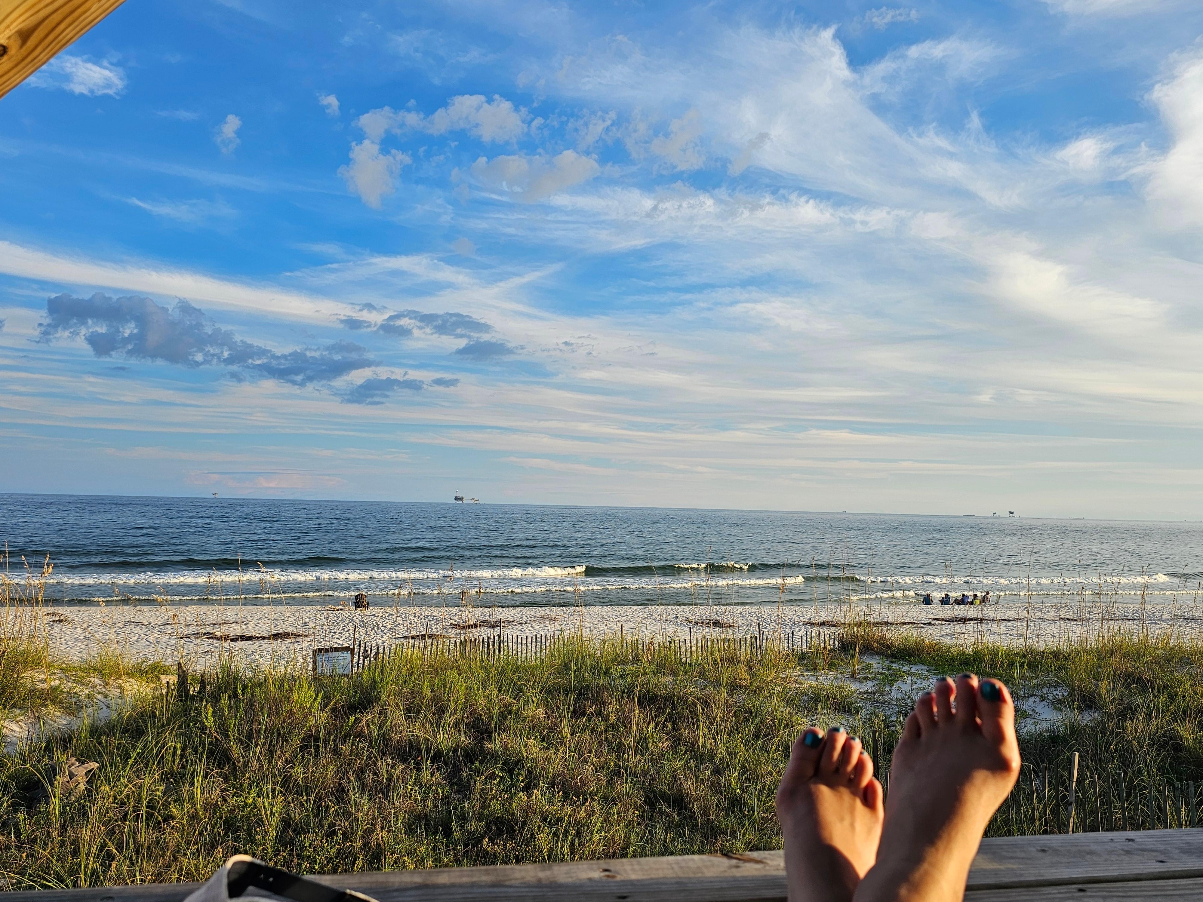 Watching the waves from the deck
