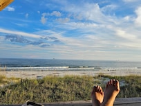Watching the waves from the deck