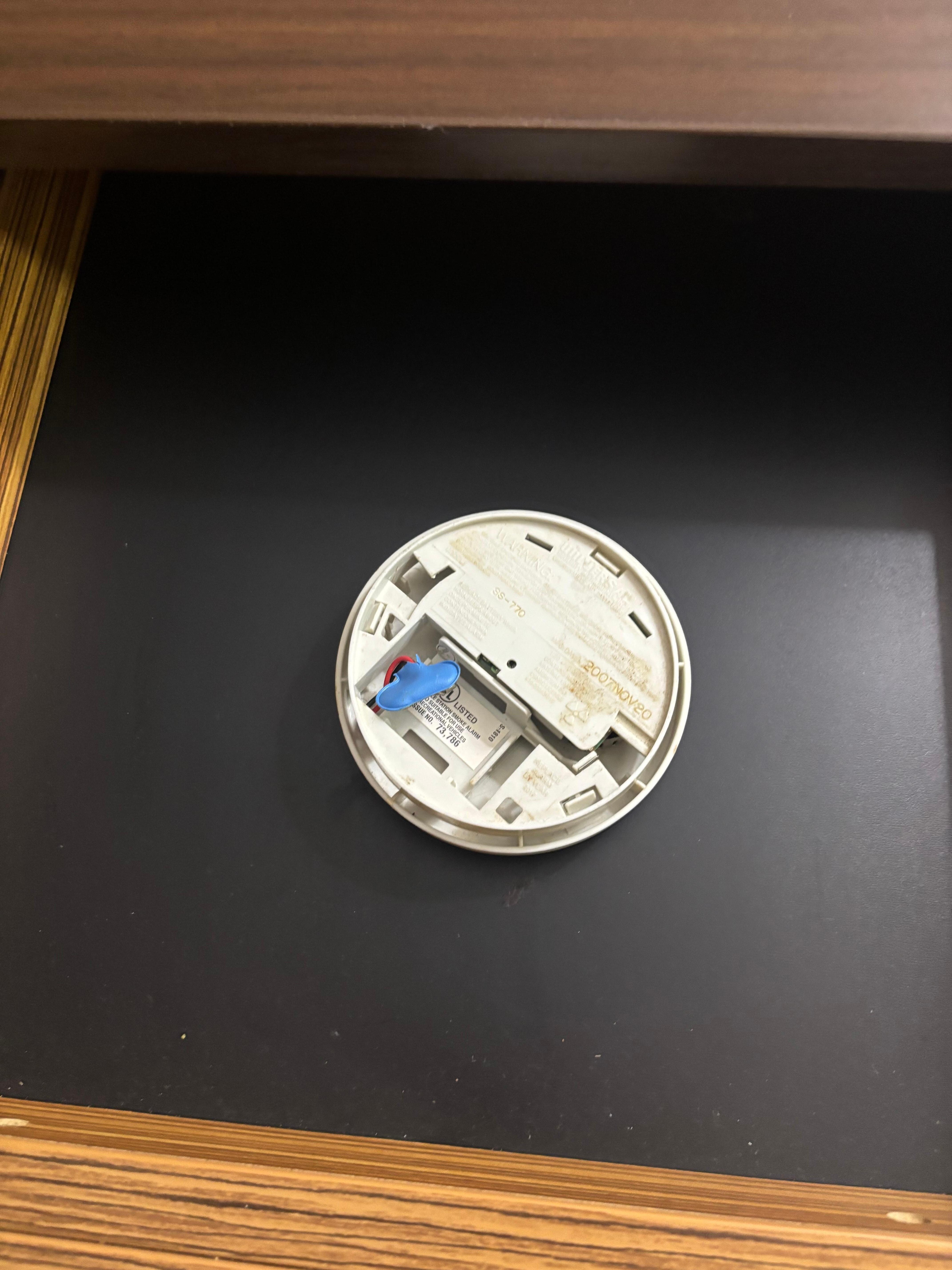 Smoke detector in drawer