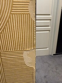 Lots of dings in wallpaper, walls, etc.