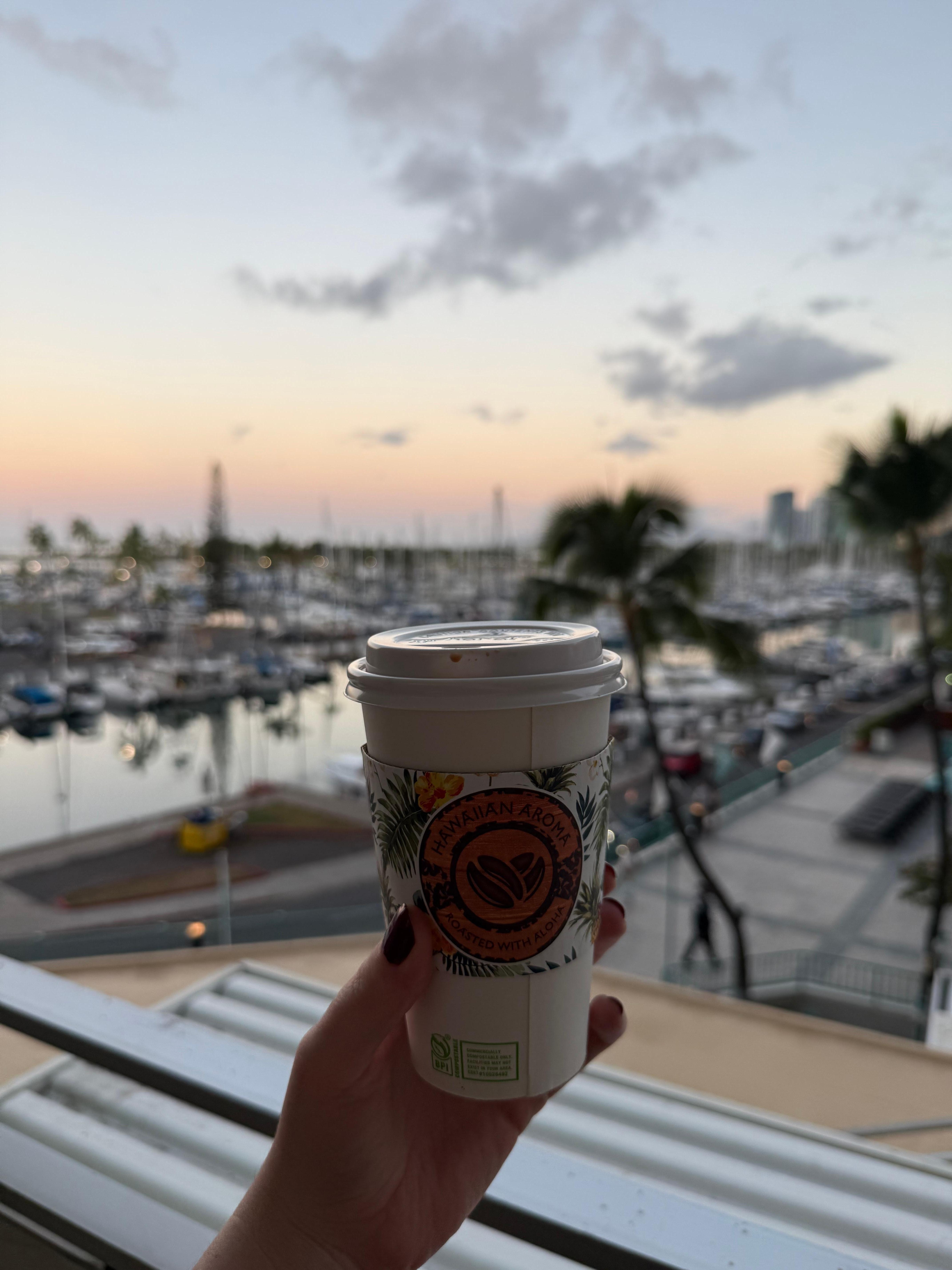 Surprisingly good coffee from the cafe downstairs, drank on the unit’s private lanai 