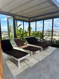 Infinity pool lounge area