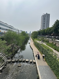 Five minutes walk from the Novotel Ambassador hotel.