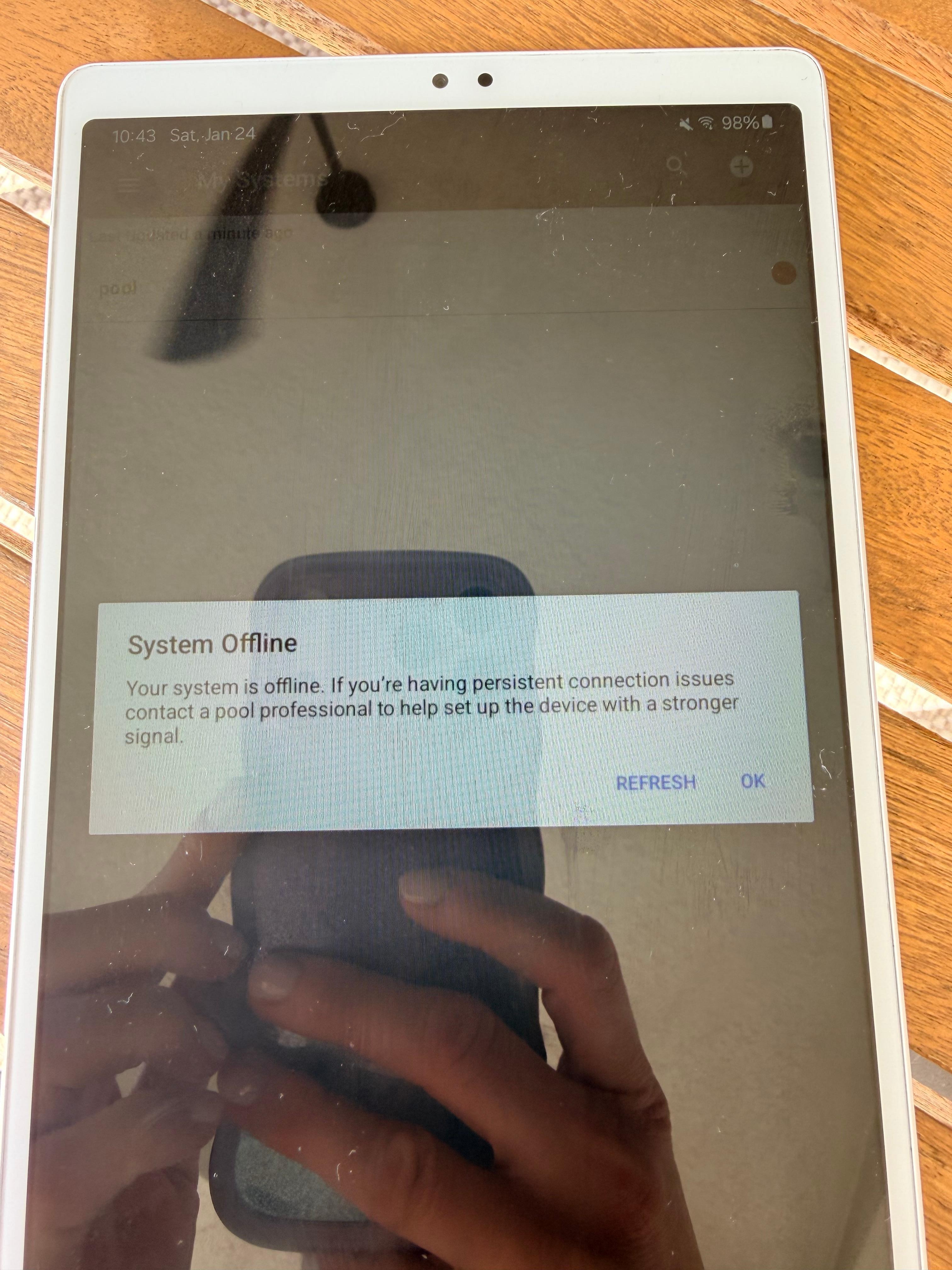 Recurrent system offline error from pool/spa remote