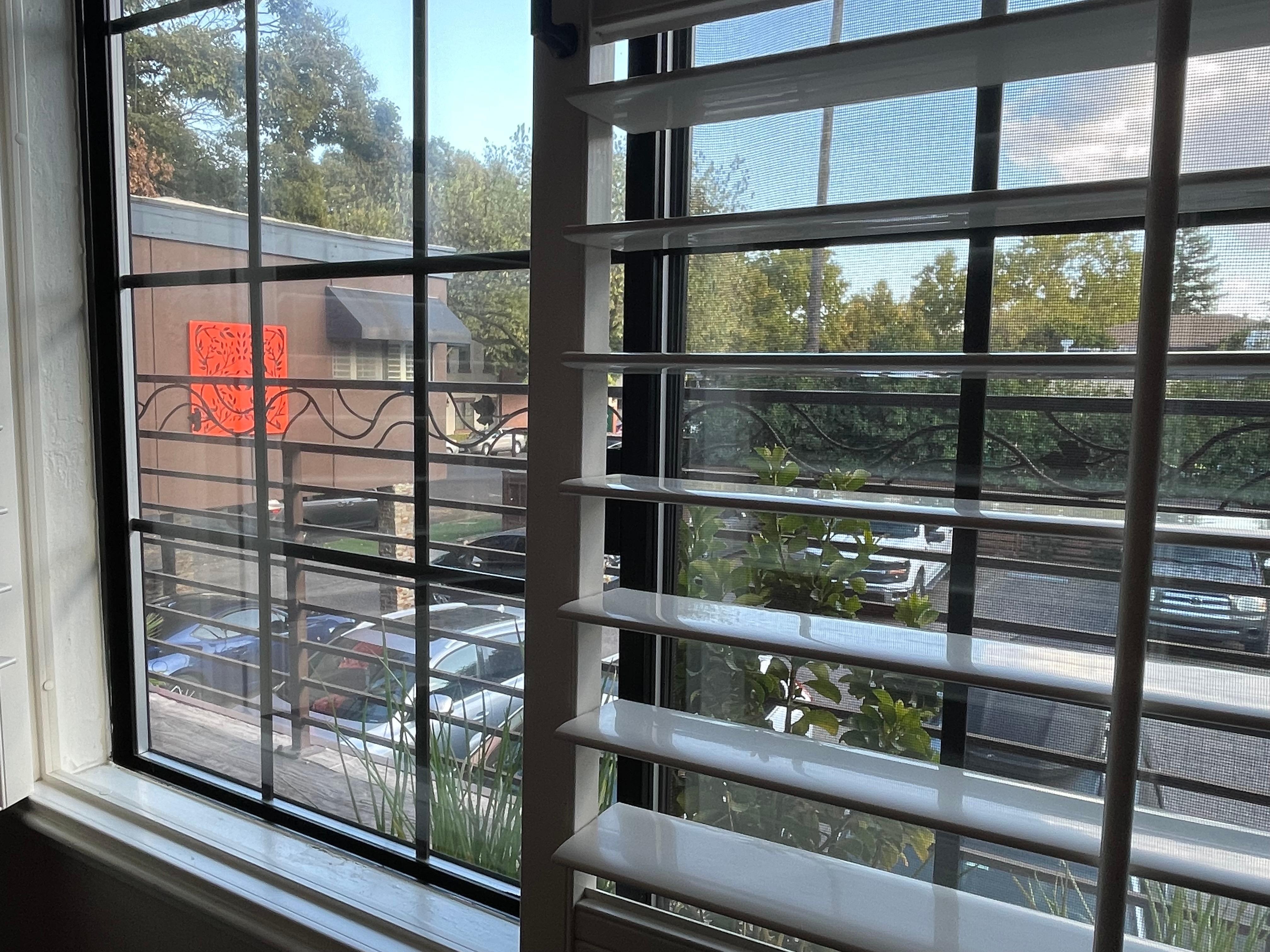 View to the parking through window