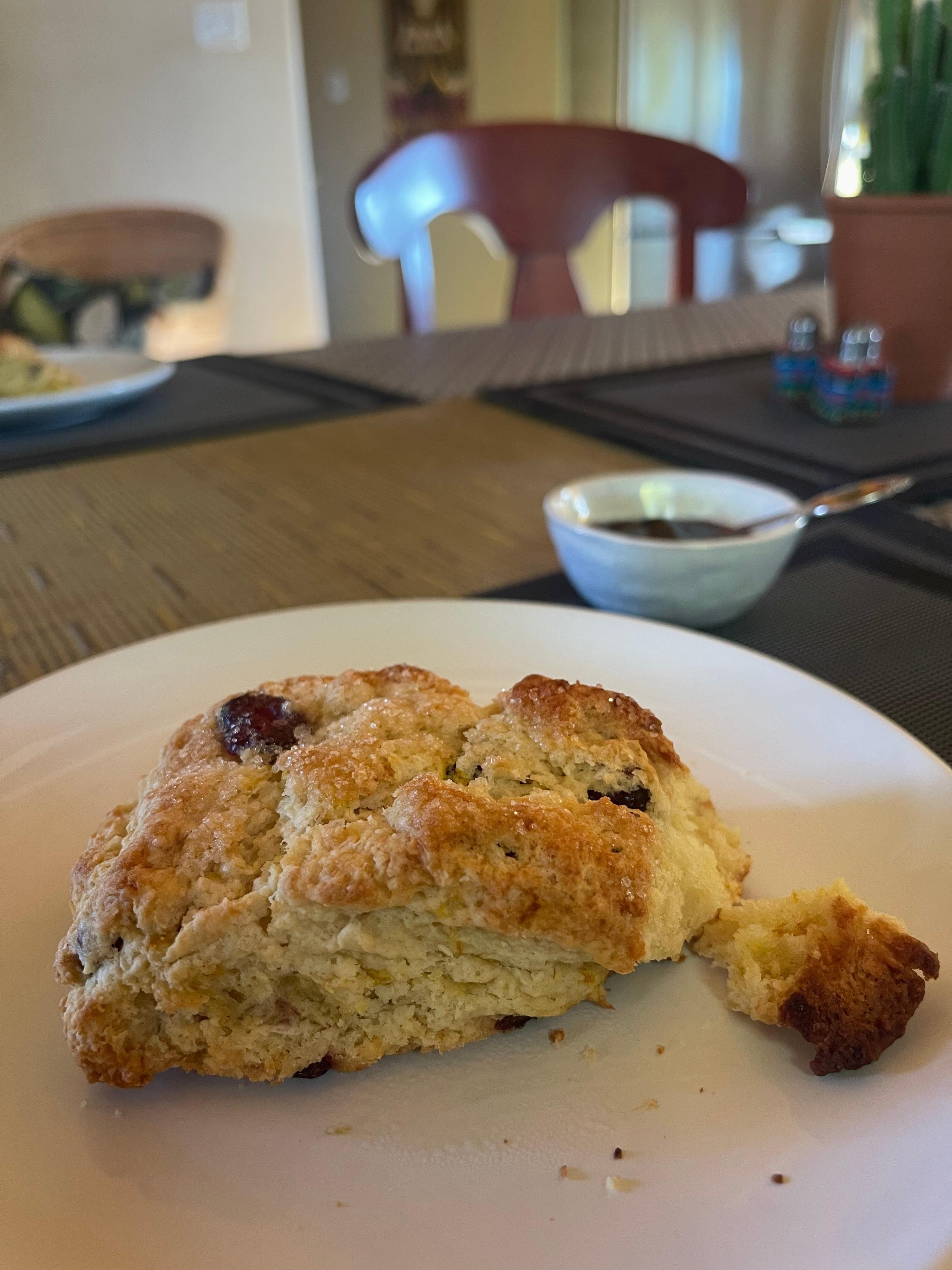 Tara’s homemade cranberry scones. 
