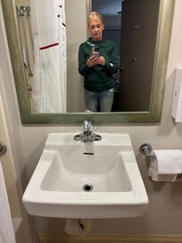 No counter. This felt like a bathroom you’d see in a prison .
