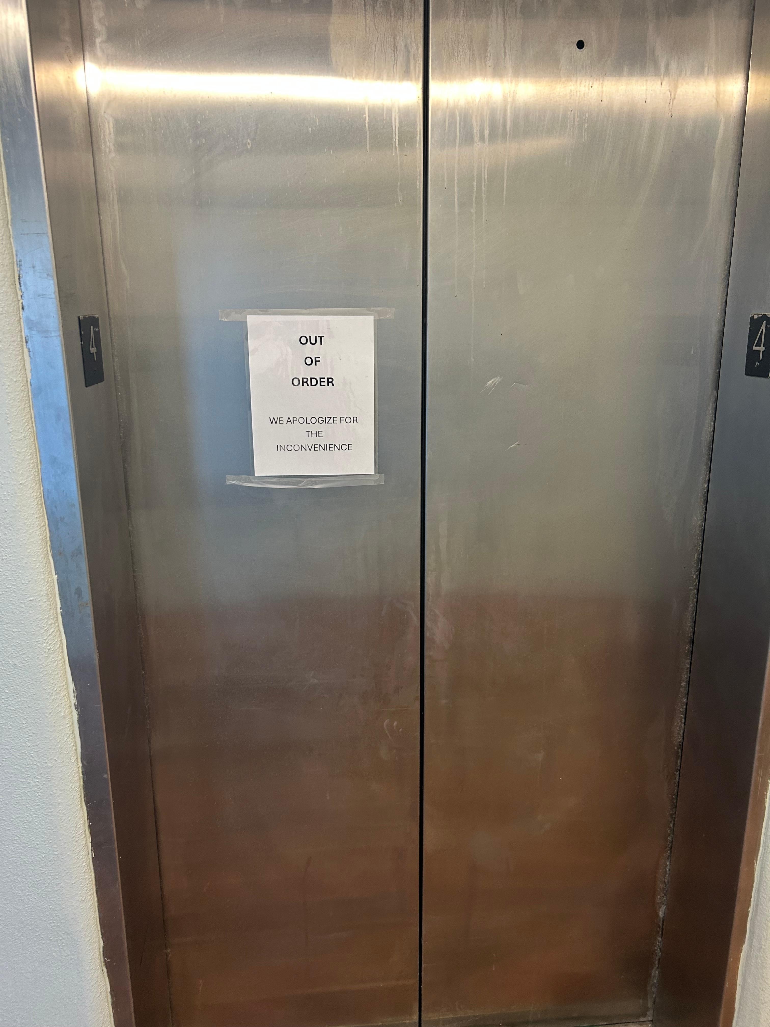 5 day stay with one elevator.