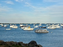 Beautiful view literally right in between the Mayflower and Plymouth Rock.
