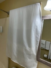 We had to hang the shower rod over the window for privacy as the attempt at frosted glass could be seen thru.