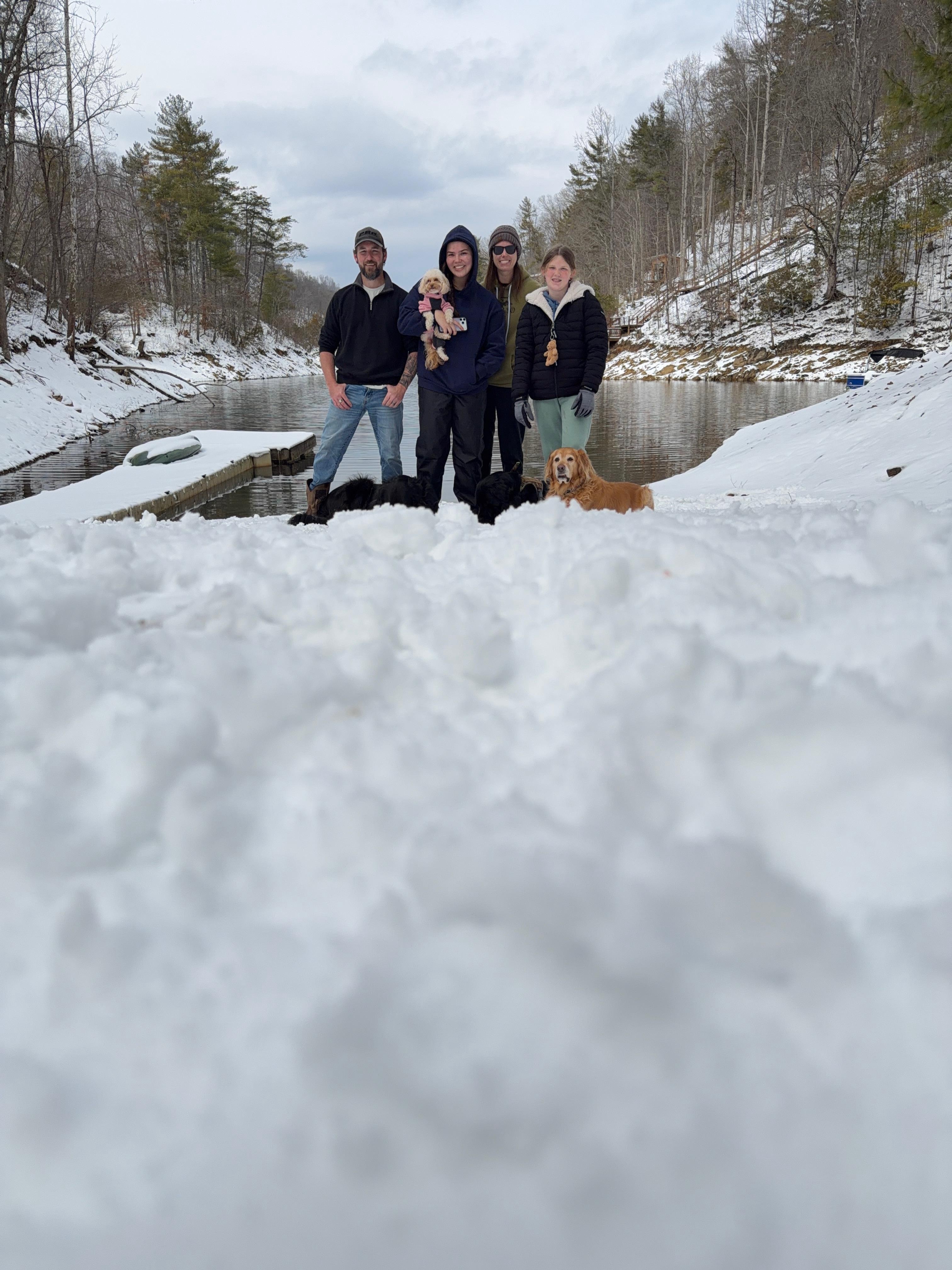 Short walk down to the lake.