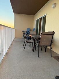 Balcony well equipped for guests as well as private
