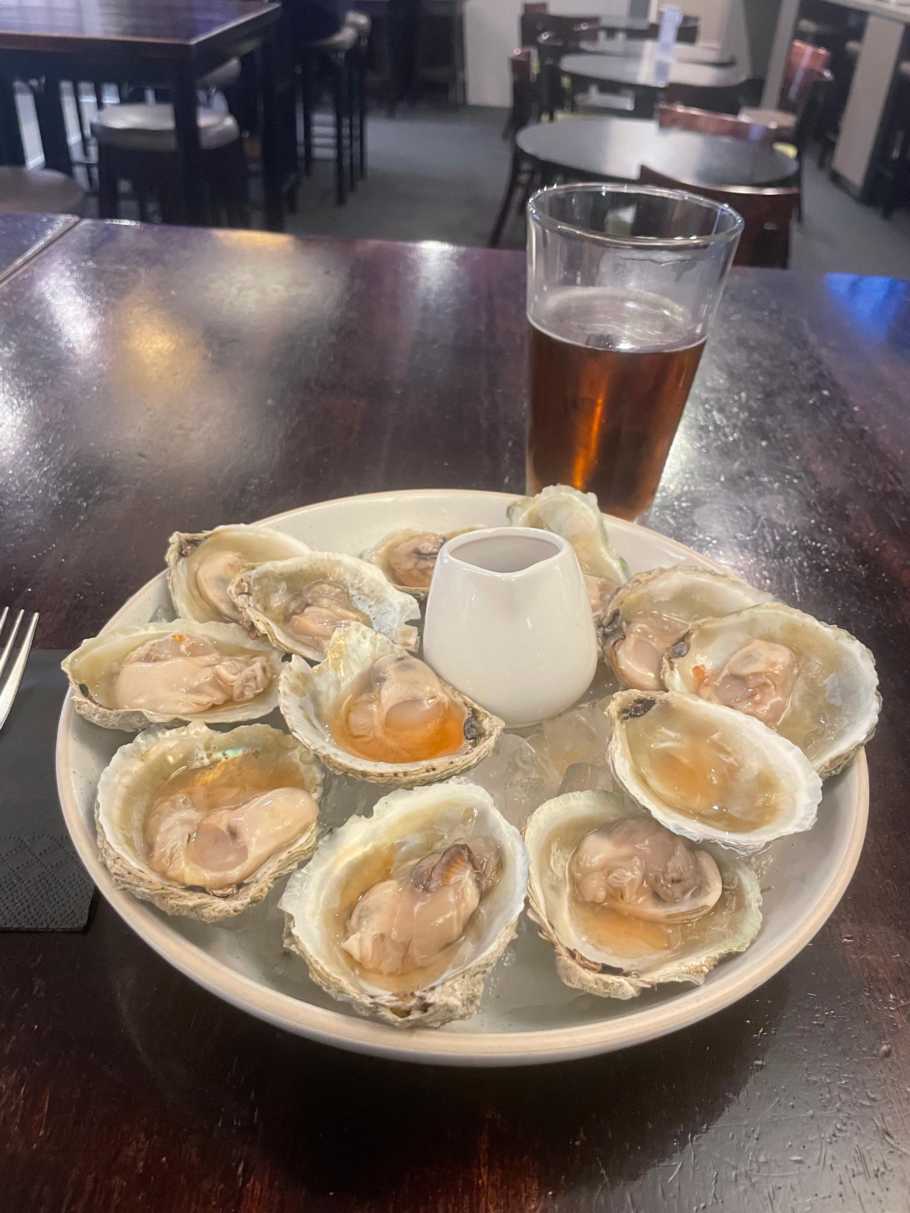 Bluff oysters in pub downstairs.  I went to Bluff and couldn’t get them but the Editors had em