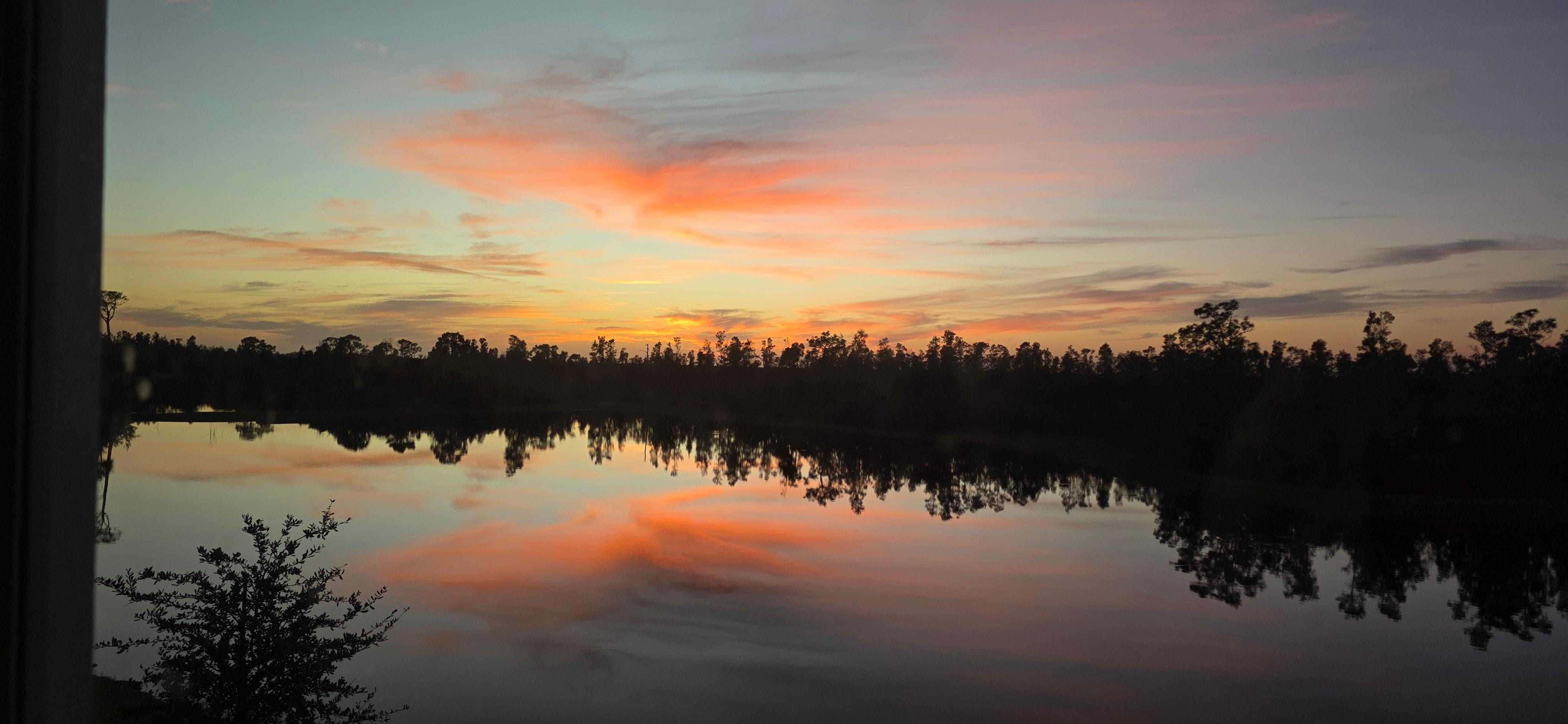 Beautiful sunsets in back and the nature preserve. 