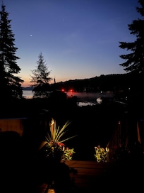 Sunrise from the deck of West Bay Hideway, Big Moose Lake.